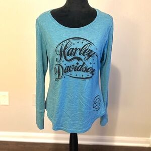 Harley-Davidson Blue Long Sleeve Relaxed Tee